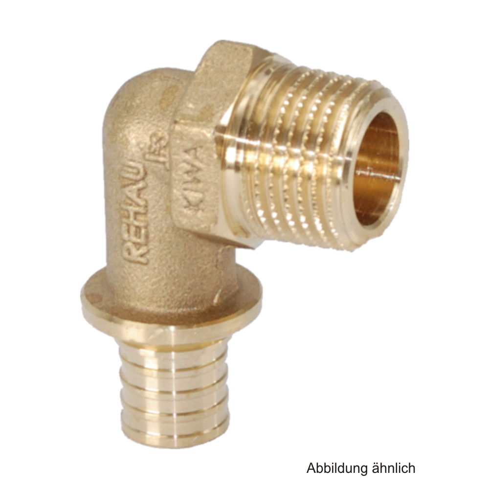 Rehau Rautitan RX Winkelübergang mit AG, 20 mm x R 3/4", Rotguss
