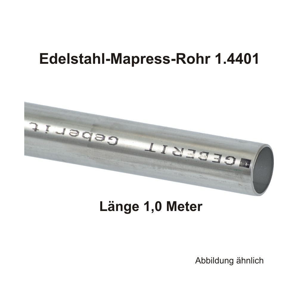 Geberit Mapress Edelstahl Systemrohr 1.4401, Länge 1,0m, 15 X 1,0 mm