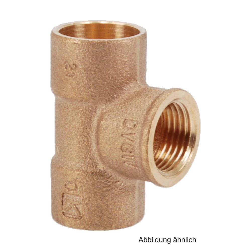 Lötfitting Rotguss T-Stück 90° mit 1 IG, Serie 4130G, 15 mm - 3/4" - 15 mm