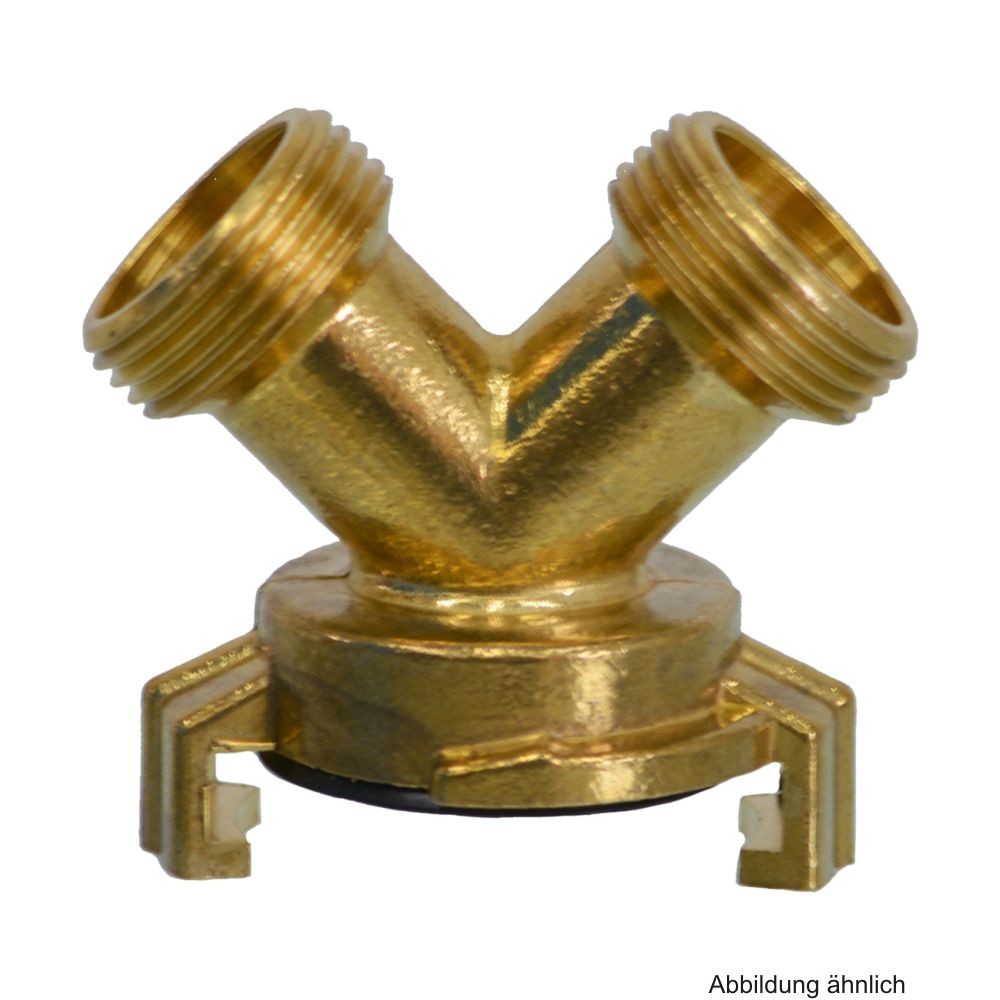 Messing 3-Wege Verteilerstück AG x AG x Schnellkupplung 3/4",Knaggenabstand 40mm