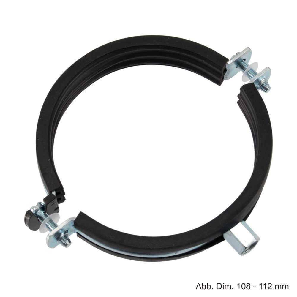 Rohrschelle zweiteilig verzinkt mit Einlage, Gewindeanschl. M8/M 10, 99 - 103 mm