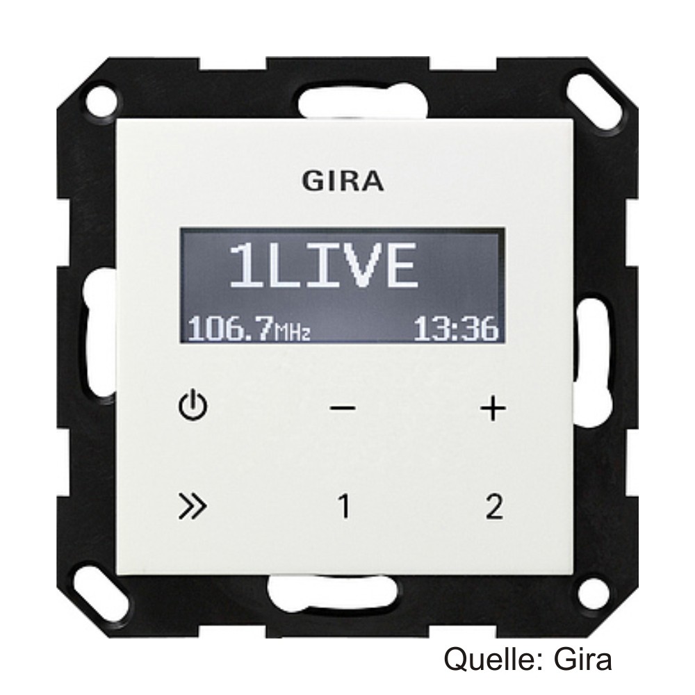 Gira System 55 Unterputz-Radio RDS ohne Lautsprecher ST55, reinweiß-glänzend