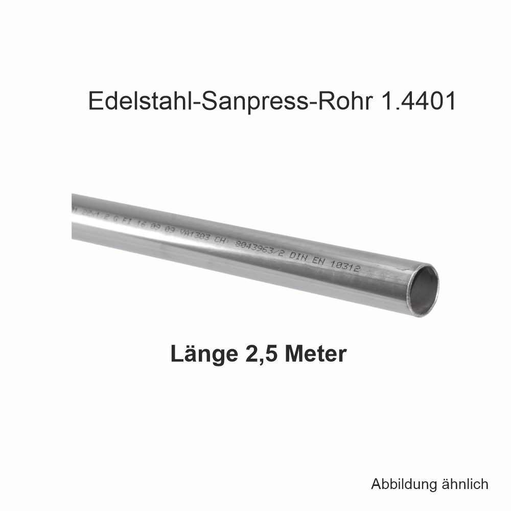 Viega Edelstahl-Sanpress-Rohr 1.4401, Länge 2,5m, 54 x 1,5 mm