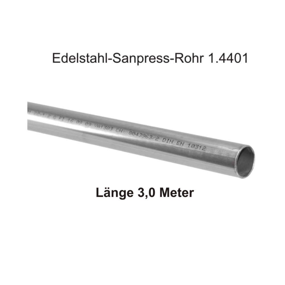 Viega Edelstahl-Sanpress-Rohr 1.4401, Länge 3,0m, 76,1 x 2 mm