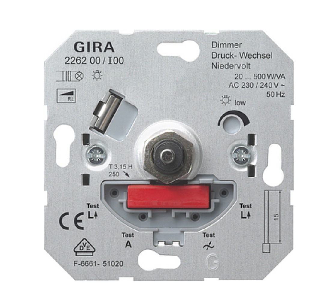 Gira Dimmer-Einsatz Druck-Wechsel, NV 20-500VA, 226200, *B-Ware*