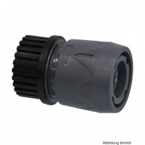 PVC-U Hydro-Fit Kupplung mit Wasserstop, IG x Klickmuffe 3/4 mm, Grau/Schwarz