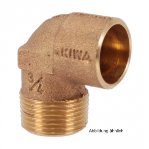 Lötfitting Rotguss Winkel 90° mit 1 Außengewinde, Serie 4092G, 15 mm x 3/4"