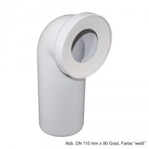Universal-WC-Anschlussbogen 90 Grad mit Gummilippendichtung DN 110 mm, weiß