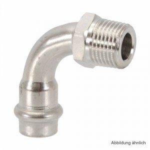 Viega Sanpress Inox Bogen 90° mit AG, mit SC-Contur, Modell 2314, 22 mm x 3/4"