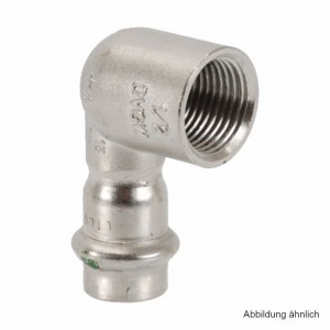 Viega Sanpress Inox Winkel 90° mit IG, mit SC-Contur, Modell 2314.2, 22mm x 1/2"