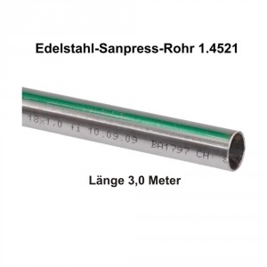 Viega Edelstahlrohr Sanpress nickelfrei 1.4521 in 3,0 m Stange, 42 x 1,5 mm